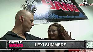 Chubby Brunette Slut Teases Fighter with Big Tits