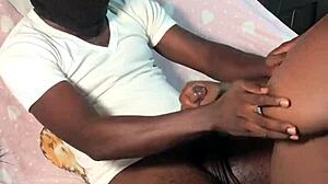 bbc cock receives a sloppy handjob from a milf lover