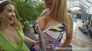 vicky vette and sunny lane enjoy a relaxing tanning session under the sun