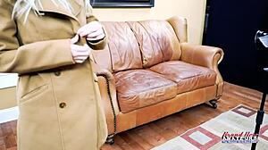 Sabrina sucks cock intensely for facial.