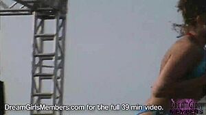 Bikinis, boobs, and pussy flashing at texas beach party