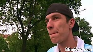 Gay man sucks cock for bareback jizz pleasure