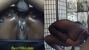 A Young Girl in Fishnets Has an Intense Moment on a Barstool