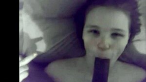 My bully stuffs my girlfriend's mouth with his huge black dick.