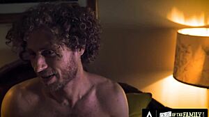 out of the family - sexy babe siouxsie q gets her pussy fucked by her stepdad while watching a movie.