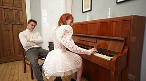 Piano teacher gives me a quickie fuck lesson