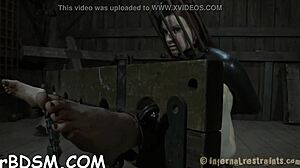 Punished Brunette Slave Feels Intense Pain