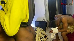 man watches his ebony wife get fucked for cash, creampie included