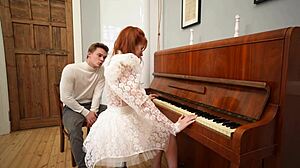 Piano teacher gives me a quickie fuck lesson