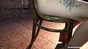 busty babe tied up and vibed