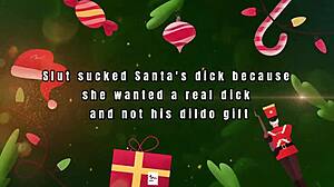 Slut prefers Santa's real dick over dildo gift