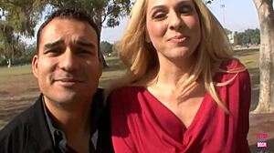 gorgeous blonde with massive tits lets herself be fucked in front of her partner