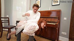 Piano teacher gives me a quickie fuck lesson
