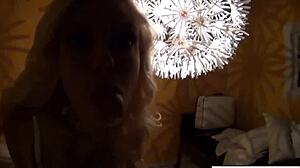 sexy blonde does retro tease and solo with big tits