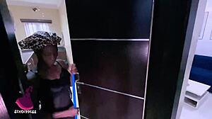 ebony maid received facial from horny boss