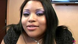 Busty Ebony BBW Mika Lee Interview Turns into Cowgirl Banging and Cum in Mouth