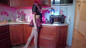 Hey, redhead chick sucking fat old dude's dick