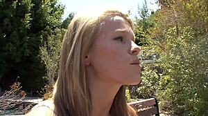 The blonde mom gets fucked in doggystyle on the bed wearing heels and fishnets