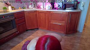 Hey, redhead chick sucking fat old dude's dick