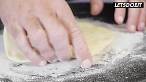 Stepmom Miss Jackson Fucked by Two Cocks at Pizzeria!