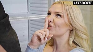 Stepmom Miss Jackson Fucked by Two Cocks at Pizzeria!