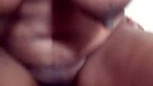 Skinny Melina with big tits sits on monster black cock