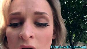 Real teen 18+ fucks in public with blowjob, facial, and hardcore action outdoors