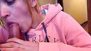 amateur blowjob then creampie with redhead friend and wife.