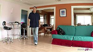 The skinny black ebony teen 18+ enticed the older big dick white guy into rough sex