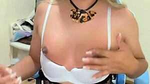 Busty Transsexual With Breast Milk In Detailed Crossdressing Scene