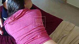 Fucking submissive wife with blue eyes and natural tits in homemade setting