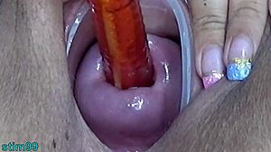 Cervix Dilatation Extreme Stretching With Asian Mature's Sextoys
