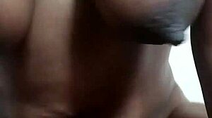 Skinny Melina with big tits sits on monster black cock