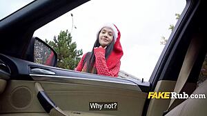 Why does this teen santa tempt with outdoor public sex for cash in christmas clothes?