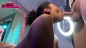 Interracial underneath blowjob and face fucking