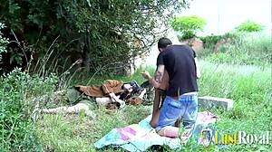 tasty brunette fucked in the field with final facial