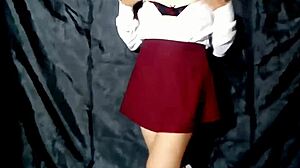 Horny Mexican schoolgirl masturbates for teacher after class