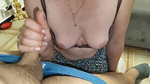 will you help me cum, stepmom gives sloppy blowjob to stepson.