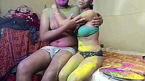 first time indian festival holi celebrate with neighbour wife, do you want to participate in the 3some?