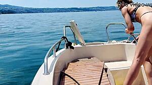 i wash the boat in thong swimsuit on summer holiday