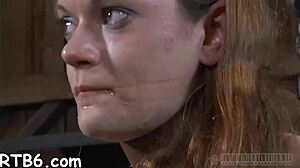 Naughty fastened slave endures intense caning punishment