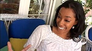 why does this ebony princess in miniskirt crave big black cock blowjob and facial in pov?