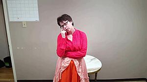 femdom masturbates while roleplaying domming the neighbor