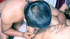 hot desi indian bhabhi gets her hairy pussy licked close up in juicy cunilingus action with big natural tits bouncing!