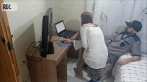 the naughty housewife welcomes the depraved maintenance man for cum on ass blowjob and fetish sex in uniform