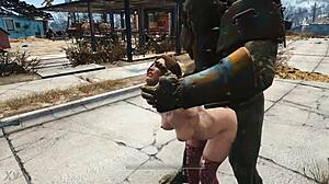 Mutant dominates girl in stockings doggystyle bent over