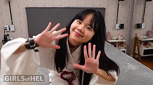 baebi hel opens legs in bondage gear