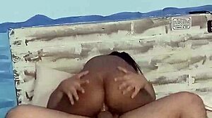 Cute Little Brunette Girl Seductively Sits On A Big Black Cock