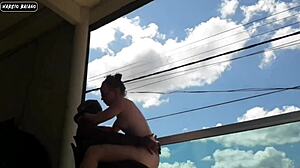 Pussy Wide Open On Balcony For Creampie!