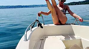 i wash the boat in thong swimsuit on summer holiday